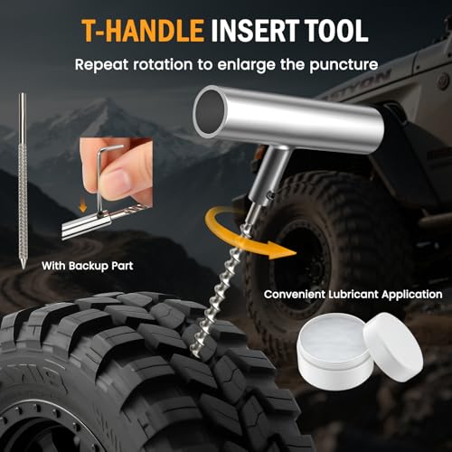 ORCISH Heavy Duty Tire Plug Kit - 70pcs All-in-One Universal Tire Repair Kit for Tubeless Flats, Emergency Tire Patch Kit for Car, Truck, SUV, ATV, Motorcycle, Trailer & RV - size: 70 Piece Set