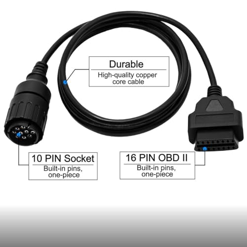 Motorcycle OBD Diagnostic Cable 10 Pin to 16 Pin Compatible with BMW ICOM or BMW ICOM A2 A3 - color: per BMW 10Pin