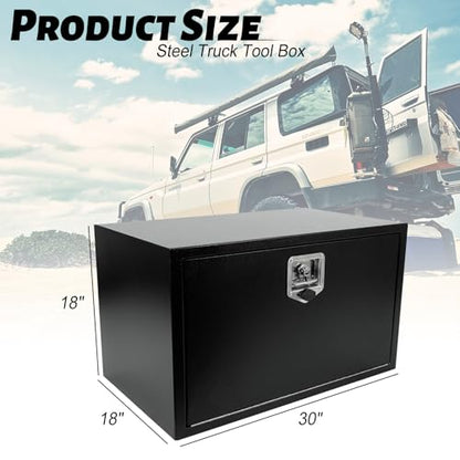 Steel Truck Tool Box,Tongue Box for Storage with Smooth Surface - Black | Steel Underbody Truck Tool Box with T-Handle Lock,Waterproof for Truck, Pickup, RV, Trailer 30" x 18" x 18" Inch - size: 30" x 18" x 18"
