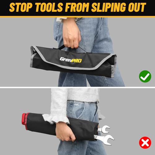 GRENPRO Large Wrench Set, SAE Wrench Set With Color Ring, 7PCS 15/16", 1", 1-1/16", 1-1/8", 1-3/16", 1-1/4" Long Big Open End Wrench Tools Set Roll Up Pouch Organizer, 12 PT Combination Wrenches Sets - style: SAE Wrench Set Large With Color Ring