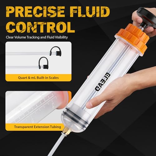 ELEAD 500cc Oil Fluid Extractor Pump, Multi-Purpose Oil Syringe, Fluid Syringe Extractor, Car Vacuum Fuel Transfer, Automotive Oil Syringe(17.6 Oz./0.45 Qt./500 CC) - size: 500CC