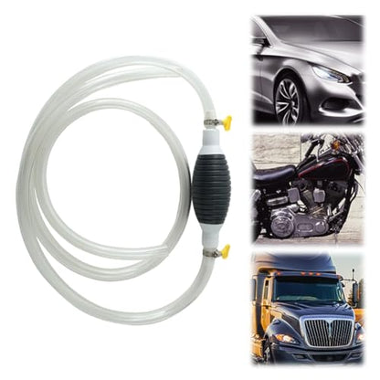 Manual Gasoline Siphon Pump Fuel Transfer Hose with Metal Clip, Multifunctional Liquid Suction Pump for Petrol, Oil, Water, Aquarium & Fuel Transfer - color: Classic 1m