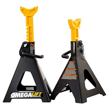 Heavy Duty 6 Ton Jack Stands Pair - Double Locking Pins - Handle Lock and Mobility Pin for Auto Repair Shop with Extra Safety (JZ060)