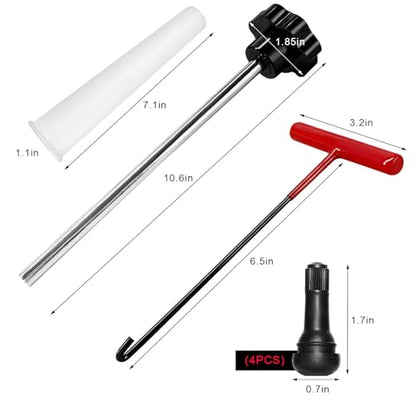 7 PCS Quick Change Tire Valve Tool Kit, Tire Valve Stem Core Quickly Replacement Tool for Replacing Leaky Valves, Stem Installer with 4 TR413 Valves for Car Truck Motorcycle