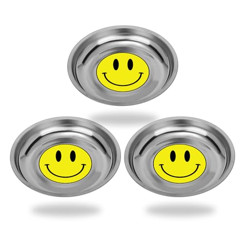 VASTOOLS Magnetic Parts Tray 3 Pack, 6" Round Magnetic Parts Bowl, Stainless Steel,for Screw Socket Pin Tools Nuts Bolts Ferruginous Metal Accessories - style: Bowl 3pc