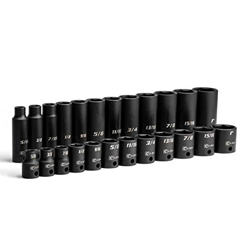 Capri Tools 3/8 in. Drive SAE Shallow and Deep Impact Socket Set (24-Piece) - size: Shallow & Deep Set / 5/16-1 in.
