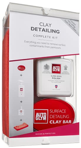 Autoglym Clay Detailing Complete Kit | Car Clay Bar Kit with Rapid Detailer, Super Resin Polish & Microfibre Cloth, Removes Surface Contaminants