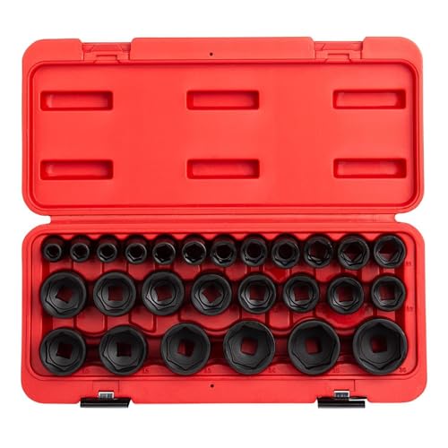 Sunex 2645, 1/2 Inch Drive Impact Socket Set, 26-Piece, Metric, 10mm-36mm, Cr-Mo Alloy Steel, Radius Corner Design, Heavy Duty Storage Case - size: 1 Pack