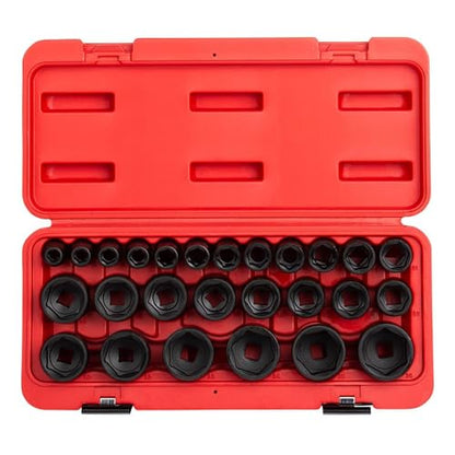 Sunex 2645, 1/2 Inch Drive Impact Socket Set, 26-Piece, Metric, 10mm-36mm, Cr-Mo Alloy Steel, Radius Corner Design, Heavy Duty Storage Case - size: 1 Pack