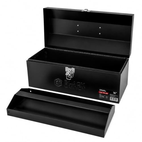 Black Canyon Tool Box,Portable & Padlockable, Sturdy & Durable toolbox, Ideal for Trailer, Mechanic, DIY-ers, Car, Workshops, Garages, Repair Shops (16 IN) - size: 16 IN/MTL