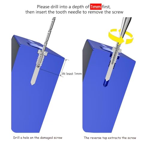 Damaged Screw Removal for Cell Phone, Rechargeable,Broken Screw Extractor for iPhone,4 Tungsten Steel Drill Bits(2.35mm) for Removing Stripped Screws Laptop Electronic Products Repair Kit, DIY Repair