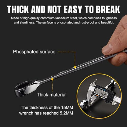 GRENPRO Ratcheting Wrench Set, Combination Wrench Set, 22-Piece SAE & Metric and Standard, 72Th Long Open End, 1/4" to 3/4" & 6-18mm, Organizer With Roll Up Pouch, CR-V Socket Mechanic Hand Tools Sets - style: 22PCS Ratcheting Wrench Set Metric&SAE