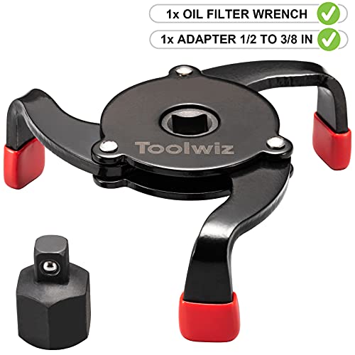 Toolwiz Oil Filter Wrench Adjustable 3 Jaw Oil Filter Removal Tool | One Way Design Only for Removing, Universal for 2-3/8'' to 3-7/8'' 60-98mm Spin On Oil Filter
