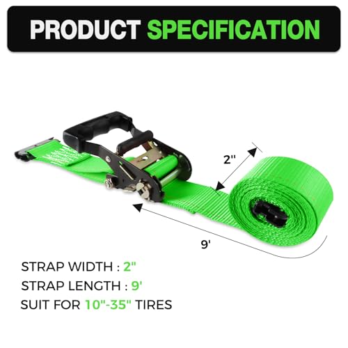 Wheel Chock Tie Down Kit Heavy Duty 4,500lbs Durable | 2"x9' E-track Straps,8 Steel Blocks,Bolt-on Brackets,Compatible with ATV UTV lawn mower trailers,Built for Rugged Use Green - color: Green