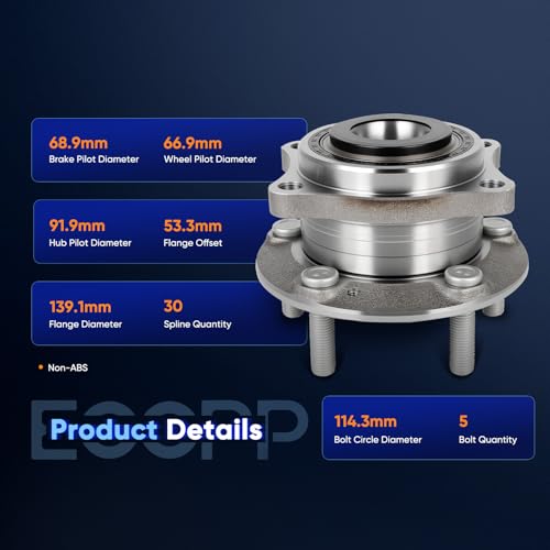 ECCPP 2-Piece 513395 Wheel Hub Bearing for Kia Sedona 2015-2019 | 5 lugs Pre-Greased Sealed - size: 513395*2