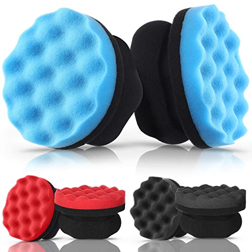 BBTO 6 Pcs Tire Hex Grip Dressing Applicator Washable Tire Shine Applicator Dressing Pad Car Detailing Foam Sponge Reusable Tire Cleaner Sponge for No Slip Tire (Black, Red, Blue, 4.33 Inch Diameter) - color: Black, Red, Blue, size: 4.33 Inch Diameter