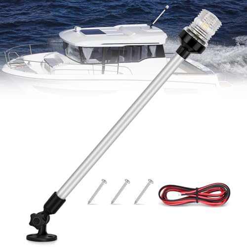 Nilight Marine Boat Stern Light 24Inch White Fold Down Anchor Lights 12V 24V Waterproof 360° Lighting Navigation Lamp for Fishing Ship Sailboat Yacht Pontoon Speedboat Dinghy - color: 24Inch Boat Stern Light