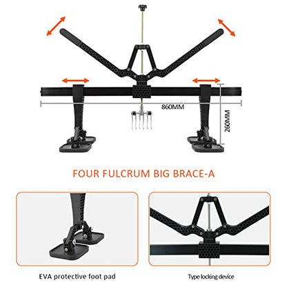 870mm Four-Legged Car Dent Pull Lever Bar Kit 6 Claw Hook Puller Rings Aluminum Auto Body (Black) - color: Black