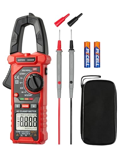 AstroAI Digital Clamp Meter Multimeter 2000 Counts Amp Voltage Tester Auto-ranging with AC/DC Voltage, AC Current, Resistance, Capacitance, Continuity, Live Wire Test, NCV, Black - color: Black, size: 2000 Counts