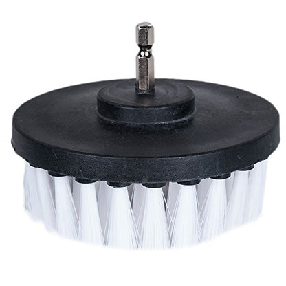 HIFROM Drill Brush - 4 inch Power Drill Attachment Soft Bristle White Quick Change Shaft Scrub Cleaning Brush for Carpet, Upholstery, Leather, Glass (White) - color: White