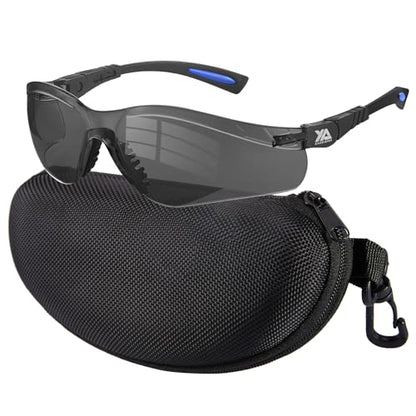 xaegistac Shooting Glasses Anti Fog -Shooting Range Eye Protection | Adjustable Safety Glasses with Z87.1 Certificated Impact Reistance - color: Black Blue Frame Gray Lens