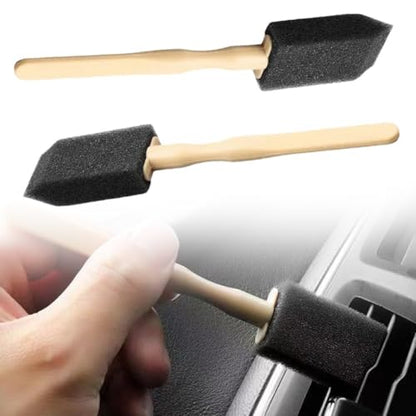 Car Air Vent Cleaning Brush Set Soft Sponge Detailing Tool for Dashboard AC Vents Dust Removal Black 14cm(2Pcs) - size: 2Pcs