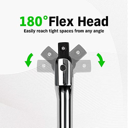 SWANLAKE GARDEN TOOLS 6-Piece Premium Breaker Bar Set, 1/4", 3/8" & 1/2" Drive, Heavy Duty Breaker Bars, 6-inch, 10-inch, 15-inch Length with 180° Rotatable Head - style: 6PCS SET