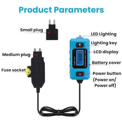 CNBJ-611 Automotive Circuit Fault Probe Tester, 0.01A~19.99A Portable High-Precision Fuse Tester Automotive Tool, with Led Display & Front Lighting, Probador De Relay Automotriz, Max 48v