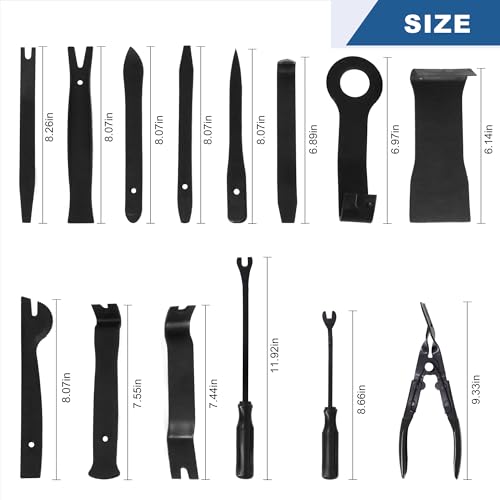 19Pcs Trim Removal Tool,Auto Clip Pliers Fastener Remover Set with Storage Bag,Car Pry Tool Kit for Door Panel Dashboard Body,Panel, Audio, Dash, Window and Upholstery, Black - color: Black