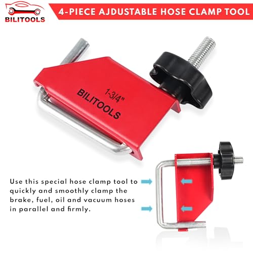 BILITOOLS 4pcs Hose Pinch Off Pliers Set, Clamp Tool for Lines | Carbon Steel, 3/8-1-3/4" Sizes, for Fuel/Vacuum/Coolant/Radiator/Brake Hoses, Adjustable Flow, Non-Damaging, Rust-Resistant