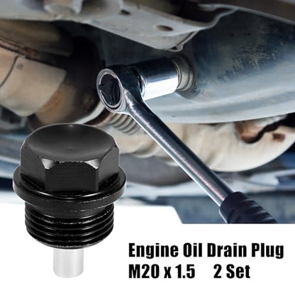 X AUTOHAUX 2 Set M20x1.5 Oil Drain Plug Magnetic Aluminum Alloy Sump Drain Nut Oil Drain Bolt with 2 Washer for Car Motorcycle Black - size: M20x1.5