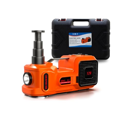 Car Jack Electric Hydraulic Jack 5Ton 155-450mm 3in1 Lift Inflator LED Light 12V Portable Outdoor Home Emergency Tire Change Roadside Rescue Tool - size: 5T-Rocker Switch-Jack+Pump+Light