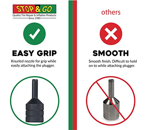 Stop & Go 6000 24 Piece Tubeless Puncture Pilot Tire Repair Kit & Air Compressor for Flats on Motorcycle, Scooter, ATV, UTV, Golf Cart, & Mower (15 Plugs) - size: 24 Piece Tubeless Puncture Pilot Tire Repair Kit
