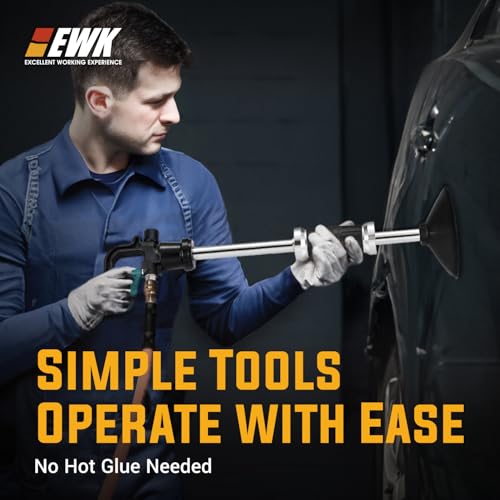 EWK Pneumatic Car Dent Puller Kit, Air Compressor Suction Cup Dent Puller with 75mm 100mm 125mm Cups, Slide Hammer Paintless Dent Removal Tool for Auto Body Repair