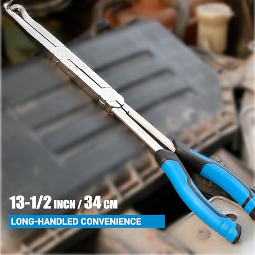 SMOTIVEPRO 13INCH Electrical Disconnect Pliers, Long Reach Electrical Disconnect Pliers for Cars, Automotive Electrical Connector Removal Tool with Ergonomic TPR Handle - color: 13INCH Electrical Disconnect Plier