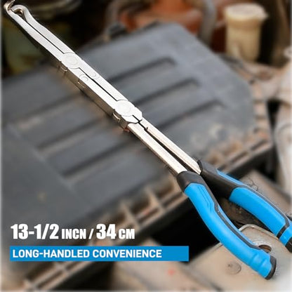 SMOTIVEPRO 13INCH Electrical Disconnect Pliers, Long Reach Electrical Disconnect Pliers for Cars, Automotive Electrical Connector Removal Tool with Ergonomic TPR Handle - color: 13INCH Electrical Disconnect Plier