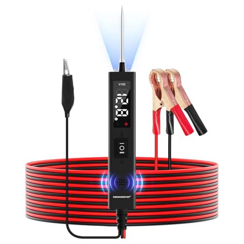 Power Circuit Probe Tester,OBDMONSTER V100 Circuit Tester, 0-80V DC Test Light Automotive Short Circuit Finder, Auto Electrical Circuit Tester, Car Fuse Tester, Automotive Tool（5 Meters） - color: V100-Black