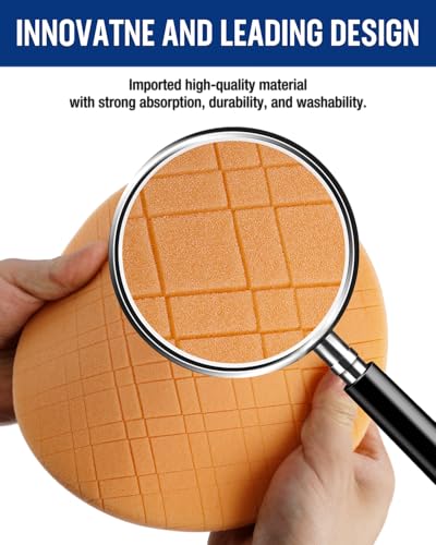 WORKPRO 7.5 Inch Buffing Sponge Pads, 5PCS | 7.5 Inch Face for 7 Inch Backing Plate, Cutting Polishing Pad Kit for Car Buffer Polisher Compounding, Polishing and Waxing - size: 7.5×7.5×1.2inch