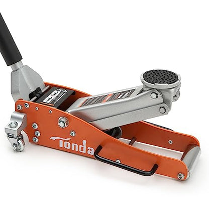 TONDA Low Profile Floor Jack, 2 Ton Aluminum and Steel Hydraulic Car Jack with Dual Pump System, Rapid Lift, Orange - color: 2T Orange