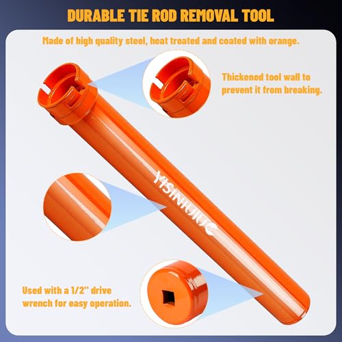Inner Tie Rod Removal Tool Set Automotive Inner Tie Rod Tool Kit with 12 Crowfoot Adapters, 1/2 Inch Drive Tube for the ball head inside the steering wheel, steering wheel lever wrench set