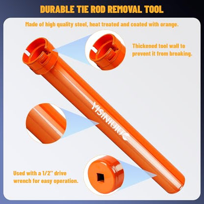 Inner Tie Rod Removal Tool Set Automotive Inner Tie Rod Tool Kit with 12 Crowfoot Adapters, 1/2 Inch Drive Tube for the ball head inside the steering wheel, steering wheel lever wrench set
