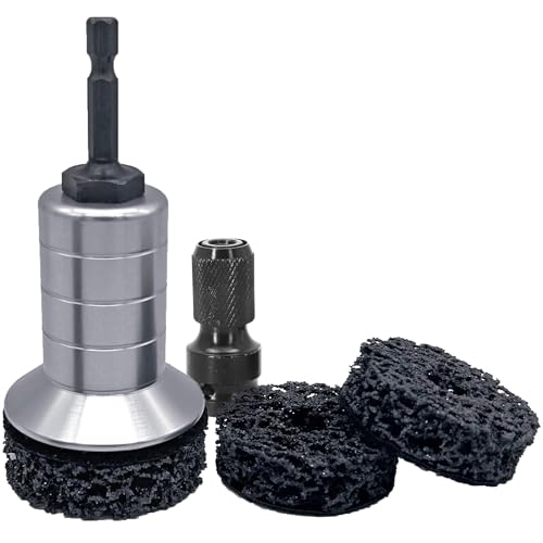 Wheel Hub Cleaning Kit,Brake Hub Cleaning Kit Includes 3 Pads,Holder and Adapter,Fits Power Drill or 1/2" Impact Driven Wrenches