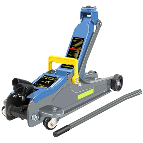 LARBANKE 2.5 Ton Floor Jack,Low Profile Jack with Portable Handle and Reflective Tape,Hydraulic Trolley Floor Jack for Garage, Home, Shop,Lifting Range 3.35"-15.16",Blue&Gray