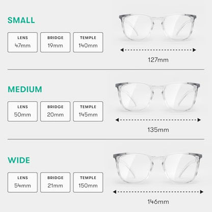 Stoggles Square Z87.1 Certified Polycarbonate Safety Glasses, Anti-Fog | Stylish, Protective, Blue-Light + UV Blocking, Top/Side Shields, Rx Ready, Unisex, Light, Scratch & Impact Resistant - color: Clear, size: Medium