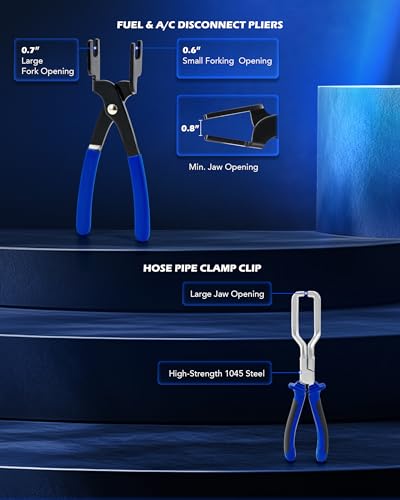 OMT14pc Fuel Line Pliers &Hose Clamp Pliers Set, Fuel Line Disconnect Tool | Hose Clamp Disconnect Tool with Fuel Filter Caliper Pipe, Heavy-Duty Hose Removal Pliers, Car Pipe Repair Set for Auto Line
