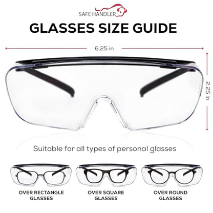 SAFE HANDLER Duarte Anti fog Safety Glasses Over Eyeglasses, 144 pack | ANSI Z87.1, Impact & Scratch Resistant UV 400 Eyewear for Men & Women — Built in side shield and Adjustable Temples - style: 144 Pairs