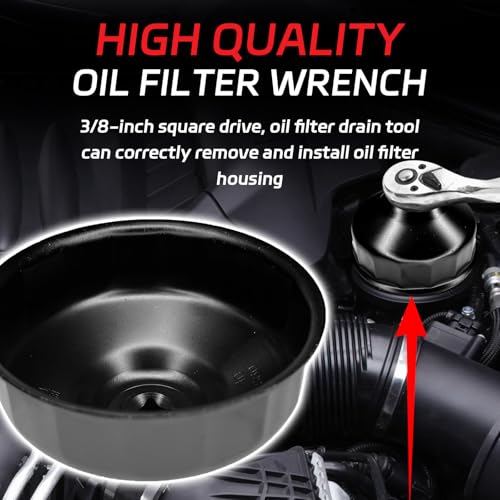 1PC 86mm 16 Flute Oil Filter Wrench Replacement, Oil Filter Housing Cap Removal Tool to Change Oil, Steel Socket Wrench Kit for BMW and Volvo XC90、XC70、S60、S40、C70、S80、V40、V70