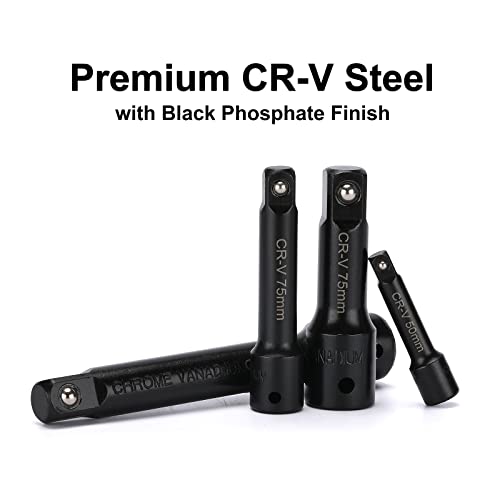 Mayouko 1/4",3/8",1/2" Drive Extension Bar Set, CR-V, 9 Pieces Socket Extension Bars for Narrow and Deep Areas