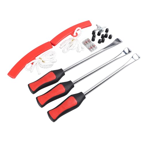 Tire Spoon Lever Set Tires Change Kit, Solid Steel Tire Changing Removal Kit with Rim Protectors for Motorcycle Dirt Bike Lawn Mower, Universal Spoon Levers Tire Lever Tool with Valve Core
