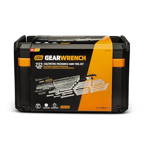 GEARWRENCH Mechanics Tool Set in 3 Drawer Storage Box, 232 Pc, 1/4 in and 3/8 in Drive, Metric/SAE | GW72LLCBMTS - style: 232 Piece